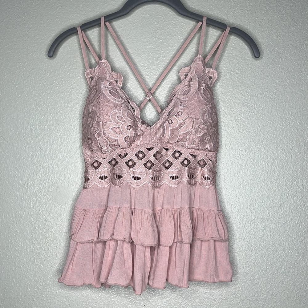 Anemone Lace Bralette Top Blush Size M
